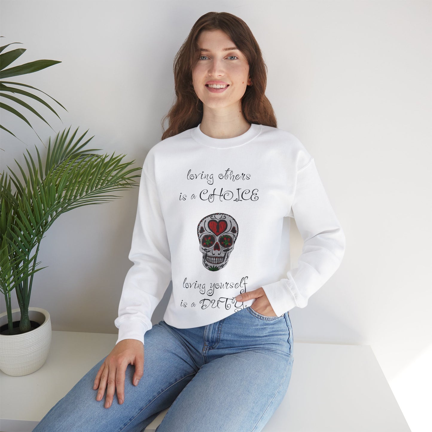 Valentine's Day Skull Unisex Crewneck Sweatshirt - Funny Valentine Quotes