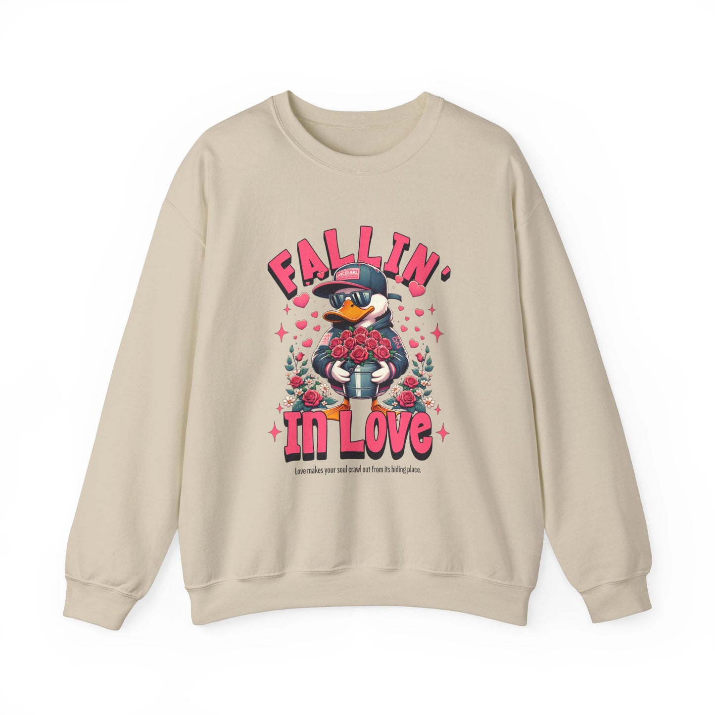 Duck Roses Crewneck Sweatshirt - Fallin in Love Funny Design