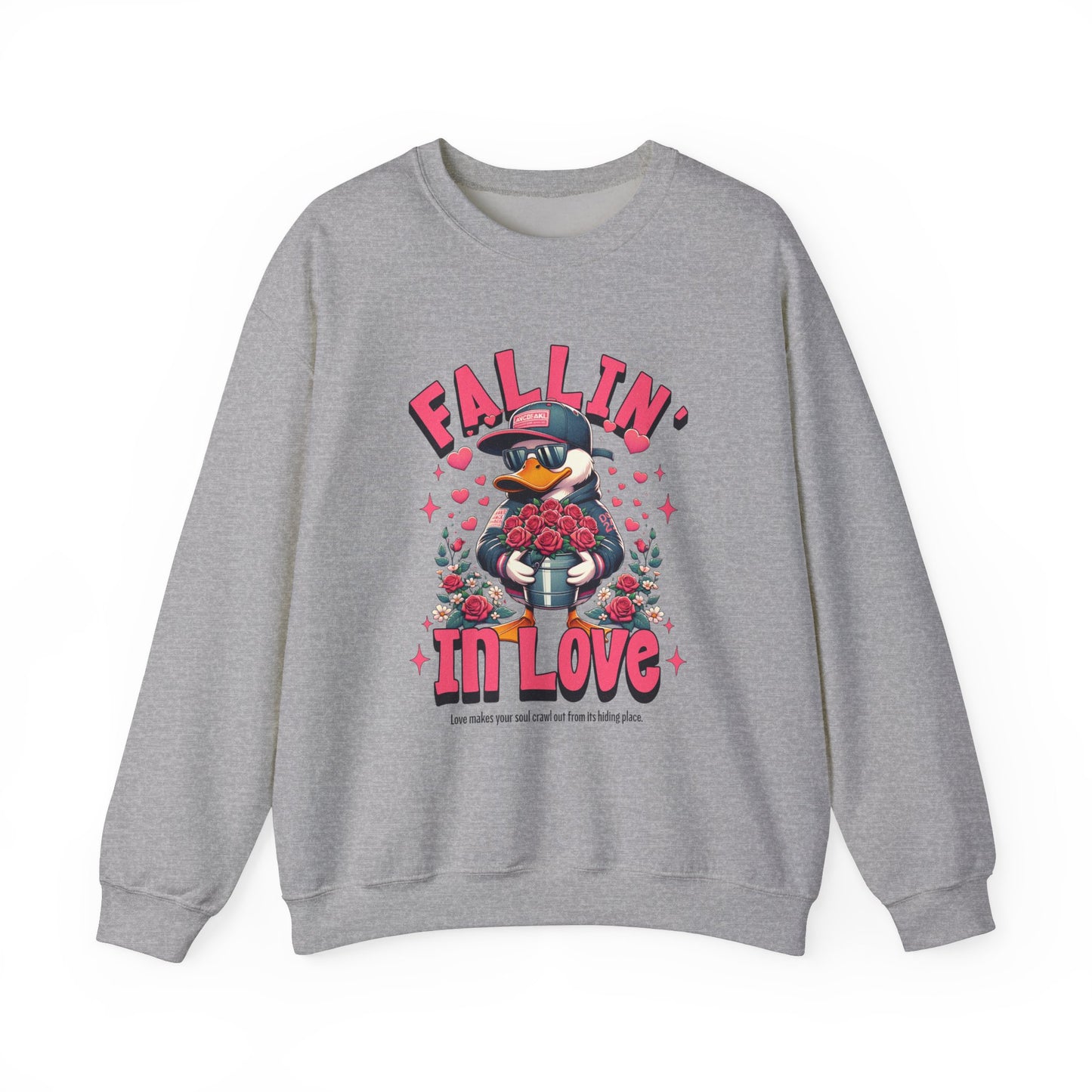 Duck Roses Crewneck Sweatshirt - Fallin in Love Funny Design