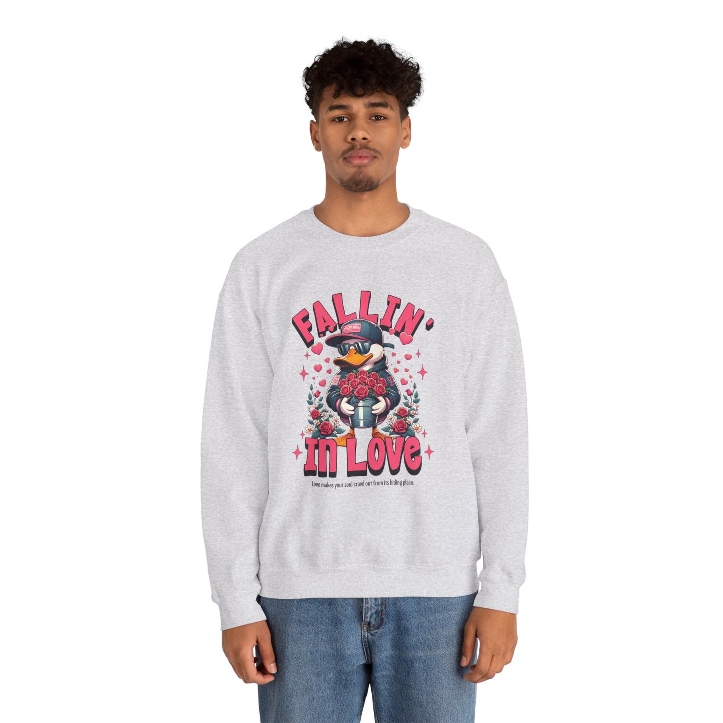 Duck Roses Crewneck Sweatshirt - Fallin in Love Funny Design