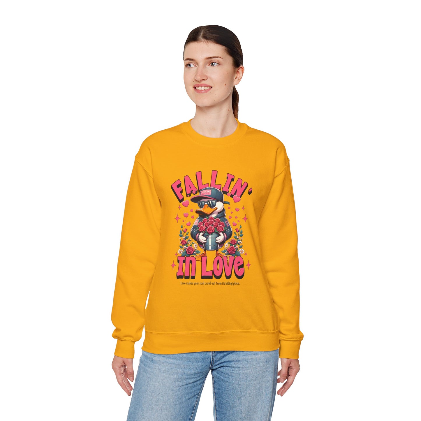 Duck Roses Crewneck Sweatshirt - Fallin in Love Funny Design