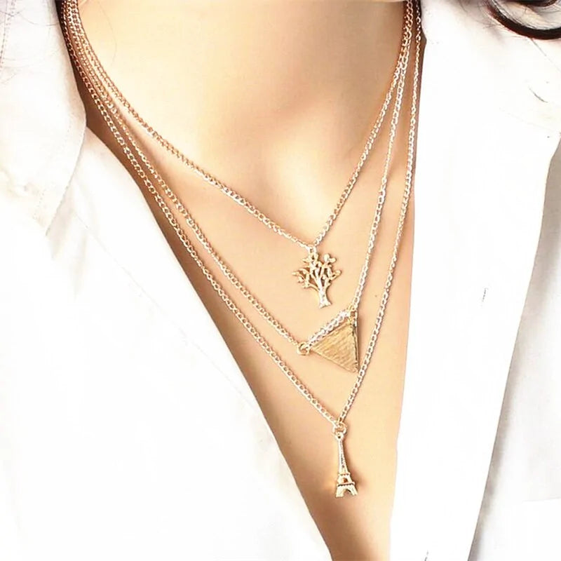 Women's Rose Gold Statement Pendant Necklace