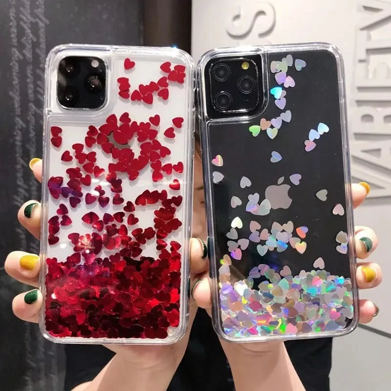 iPhone Glitter Love Heart Sequins Phone Case