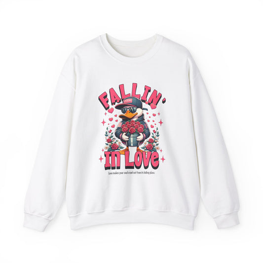 Duck Roses Crewneck Sweatshirt - Fallin in Love Funny Design