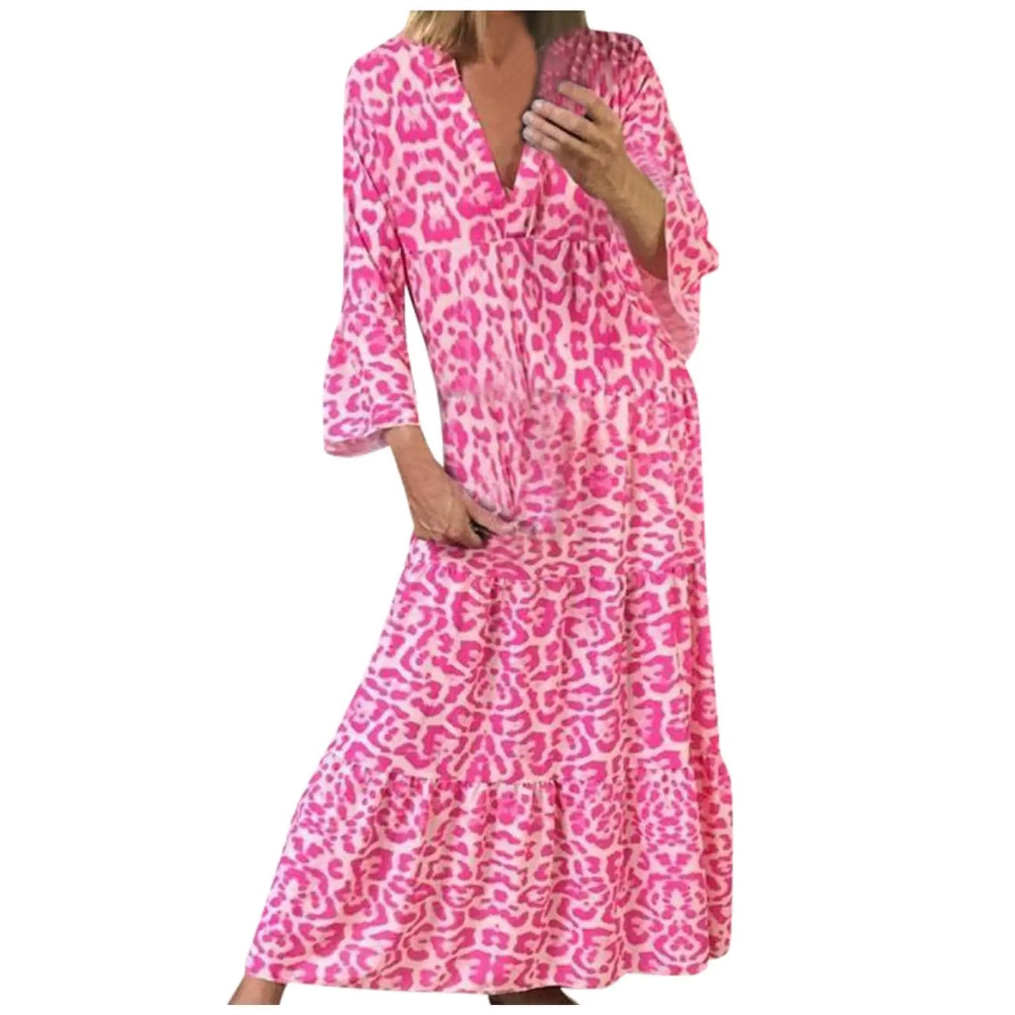 Pink Leopard Long Dress