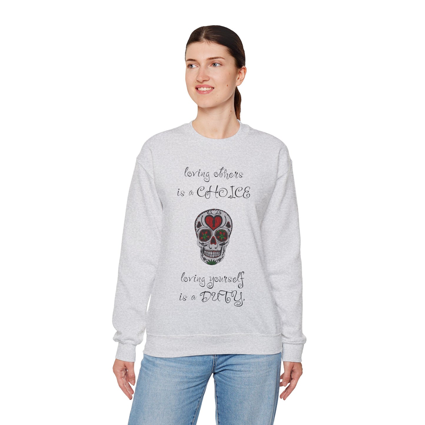 Valentine's Day Skull Unisex Crewneck Sweatshirt - Funny Valentine Quotes