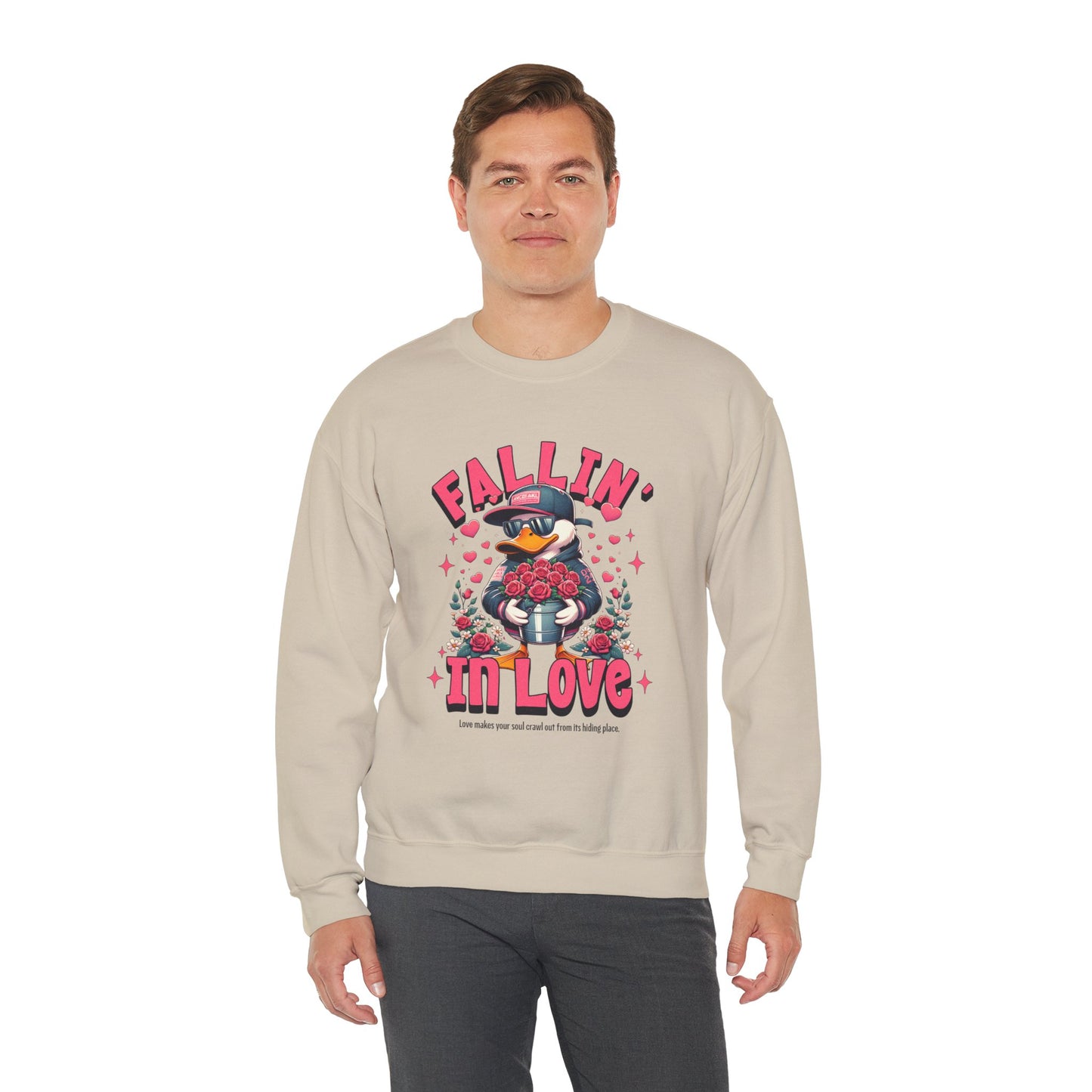 Duck Roses Crewneck Sweatshirt - Fallin in Love Funny Design