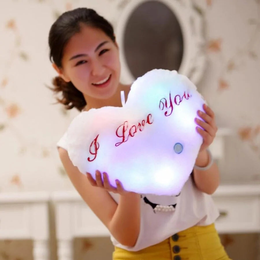 Valentine I ♥️ You Luminous Heart Pillow