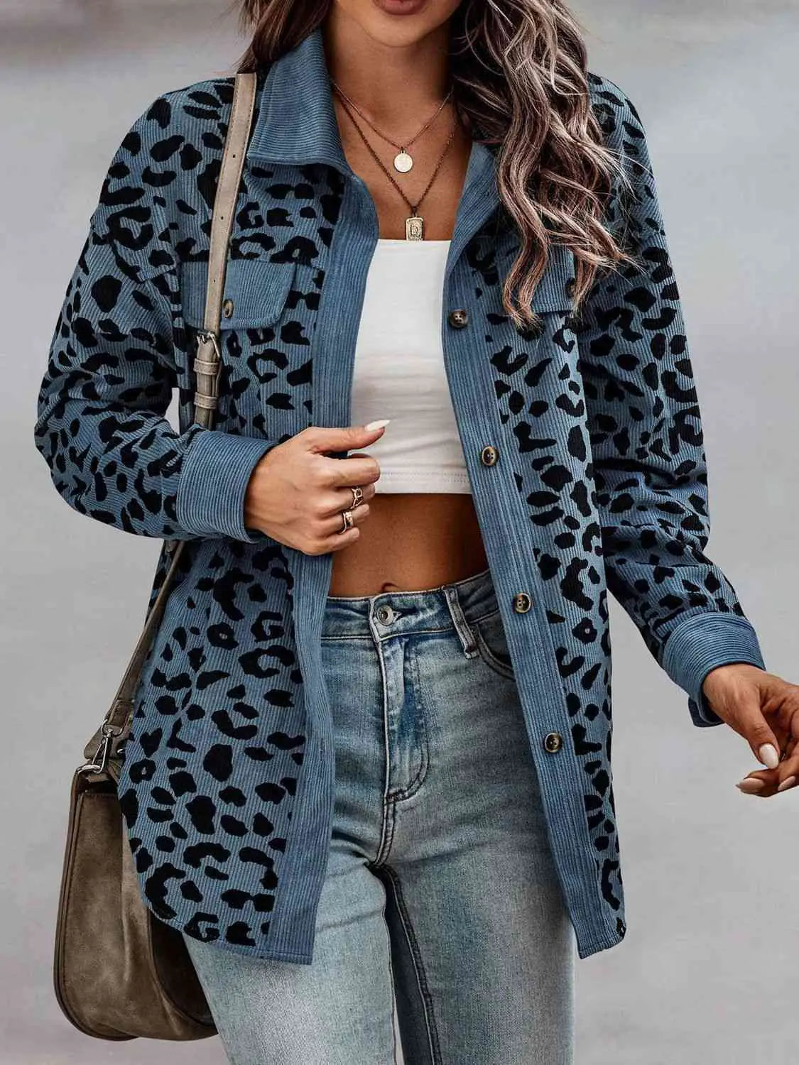 Leopard Buttoned Outfit Women's Jacket