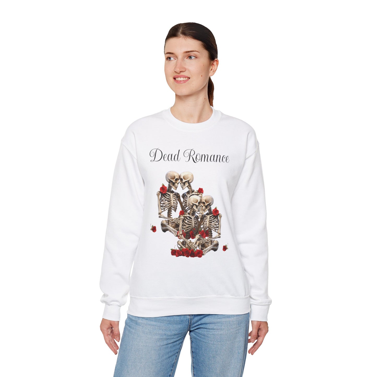 Valentine's Day Skeletons Unisex Crewneck Sweatshirt - Dead Romance, ValentineLovers, ValentineGift, SkeletonInLove