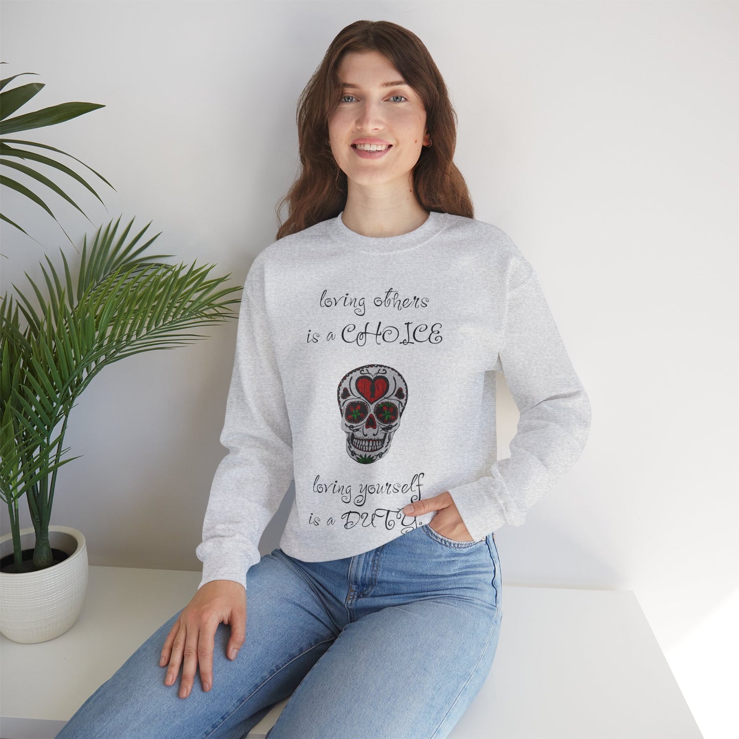 Valentine's Day Skull Unisex Crewneck Sweatshirt - Funny Valentine Quotes