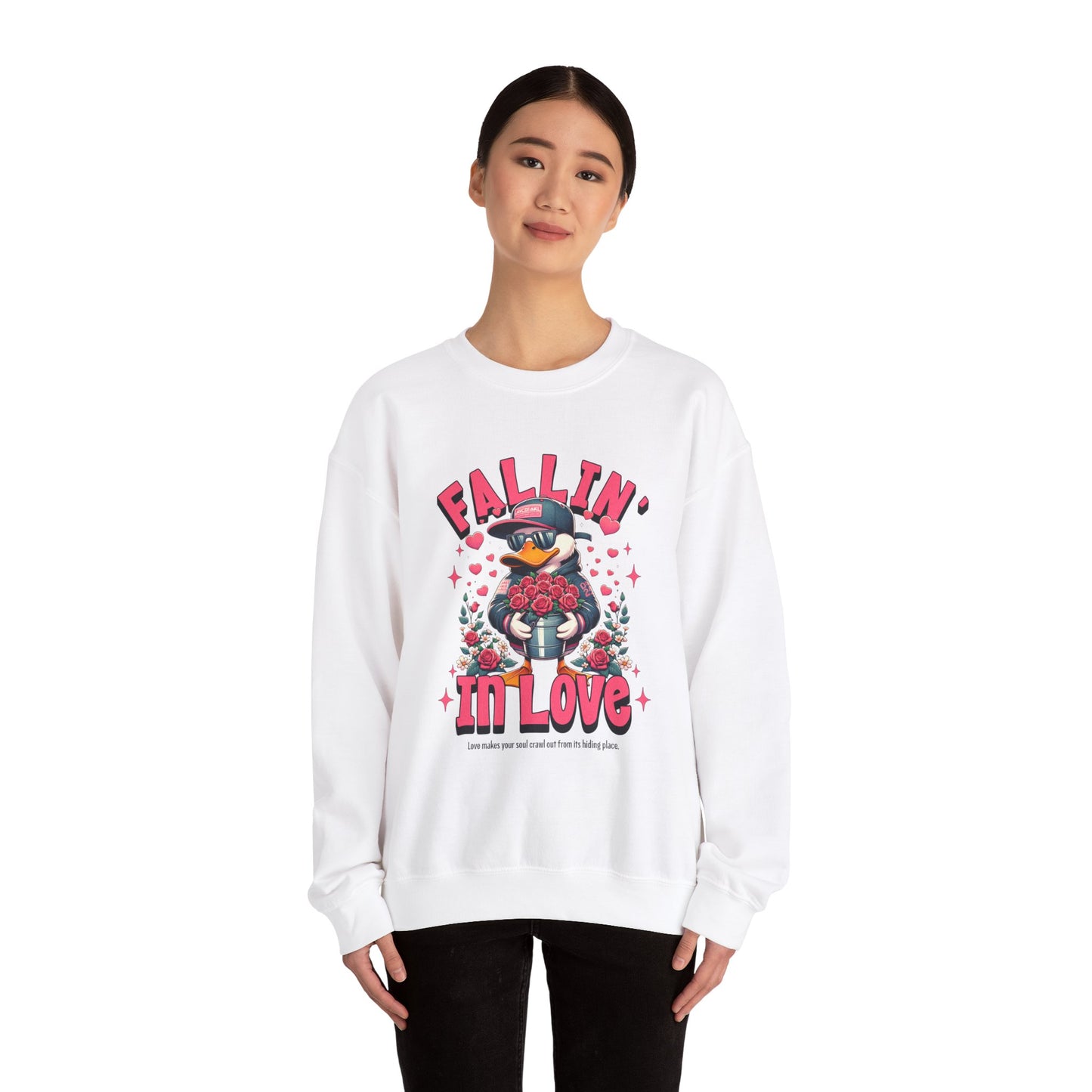 Duck Roses Crewneck Sweatshirt - Fallin in Love Funny Design