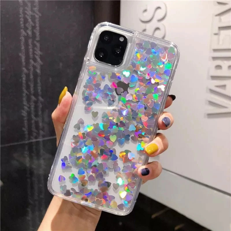 iPhone Glitter Love Heart Sequins Phone Case