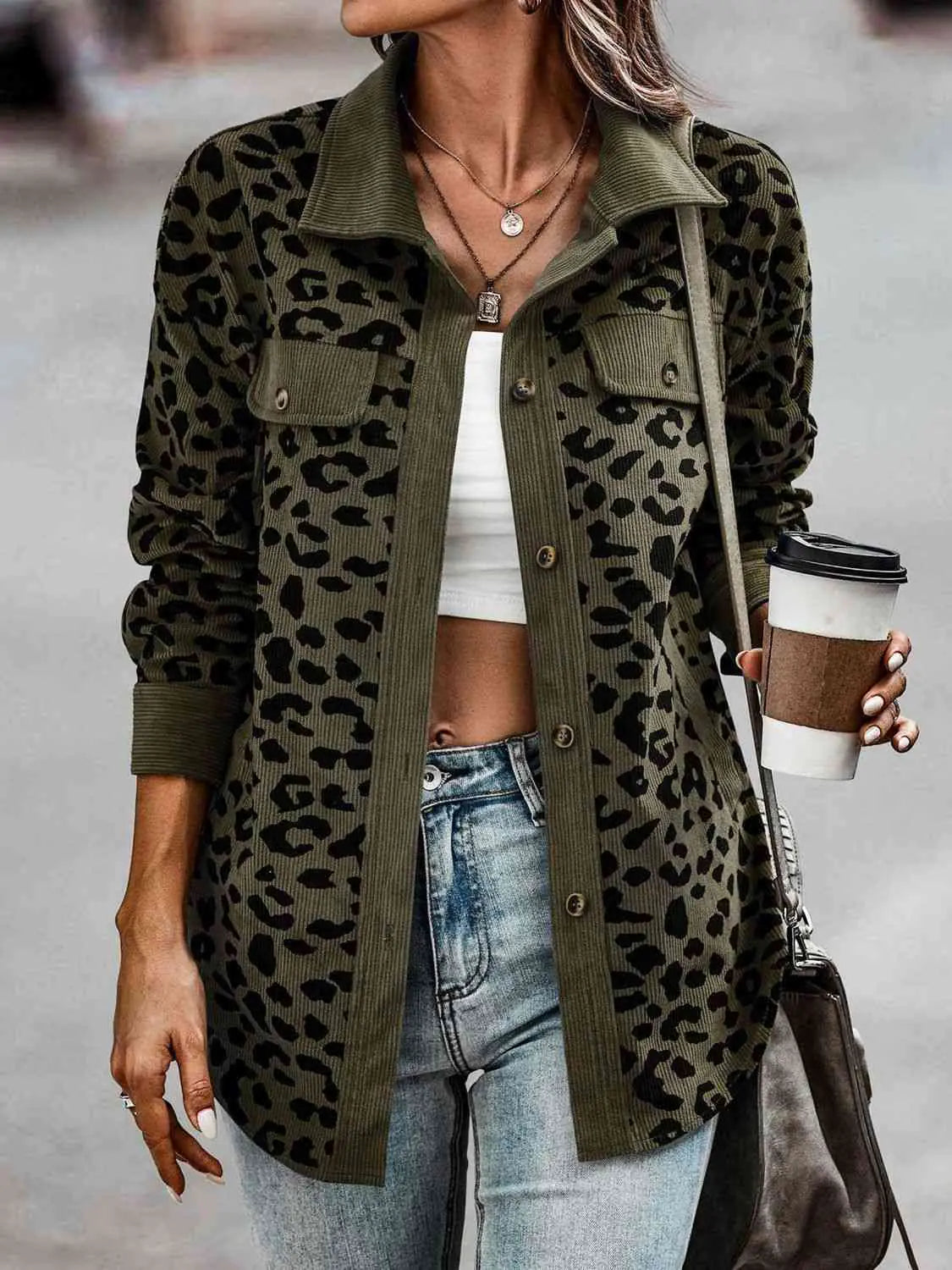 Leopard Buttoned Outfit Women's Jacket