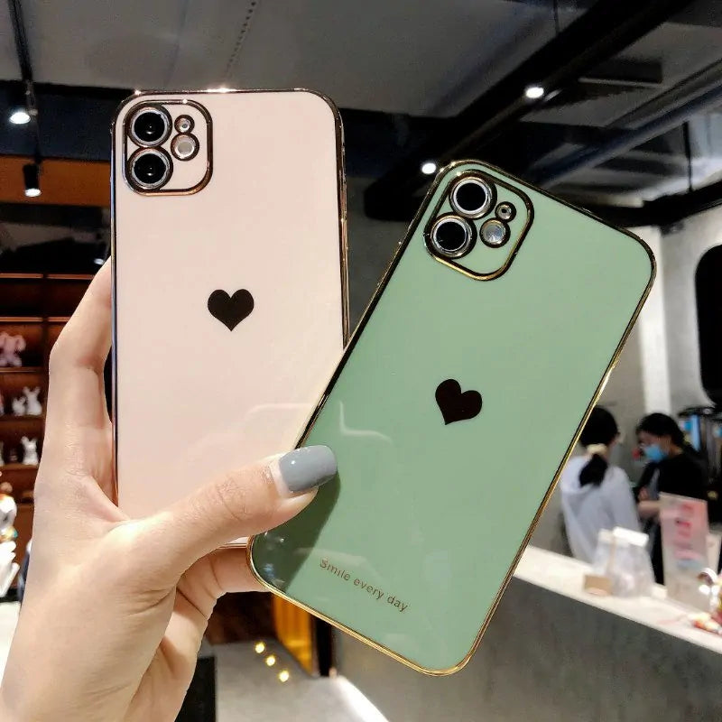 iPhone Love Heart Electroplated Phone Case