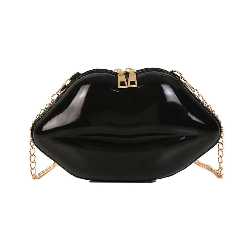 Mini Chic Lip-Shaped Crossbody Bag with Zipper Closure