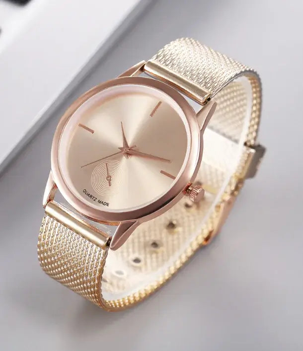 Rose Watch with Quartz Movement - Elegant Minimalist Timepiece