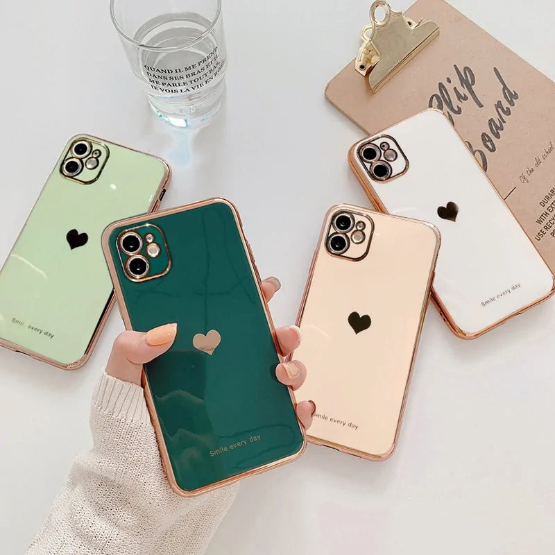 iPhone Love Heart Electroplated Phone Case