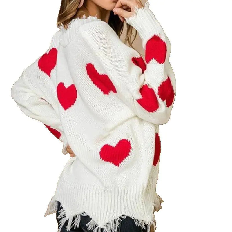 Love Printed V-neck Sweater