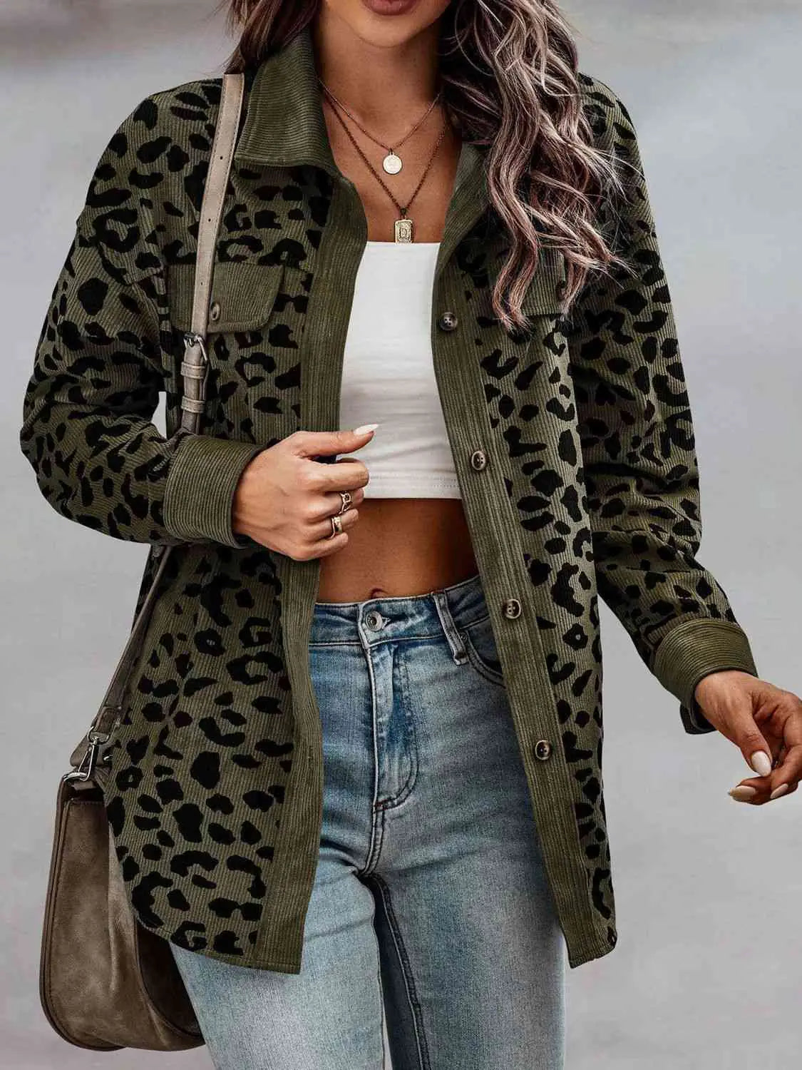 Leopard Buttoned Outfit Women's Jacket