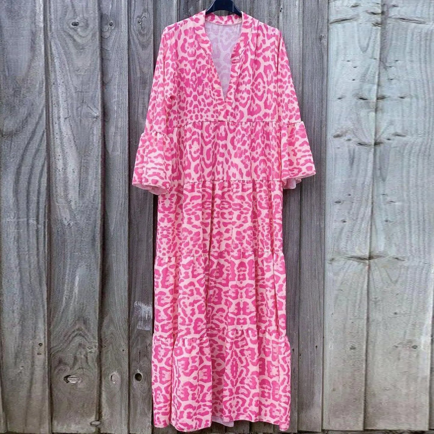 Pink Leopard Long Dress