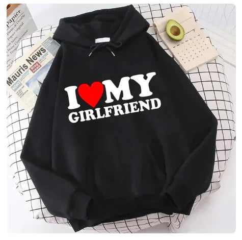 'I Love My Girlfriend' Printed Love Hoodie