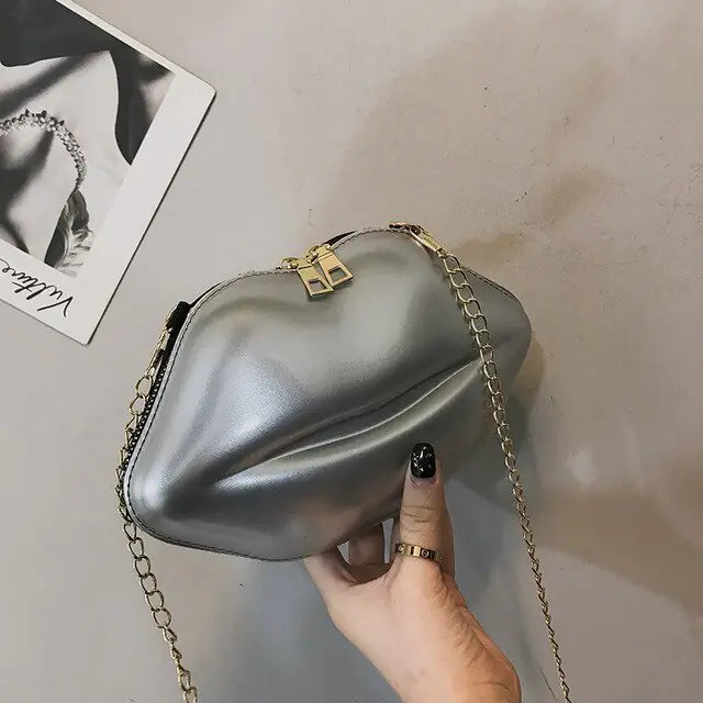 Mini Chic Lip-Shaped Crossbody Bag with Zipper Closure