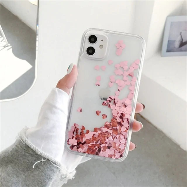 iPhone Glitter Love Heart Sequins Phone Case