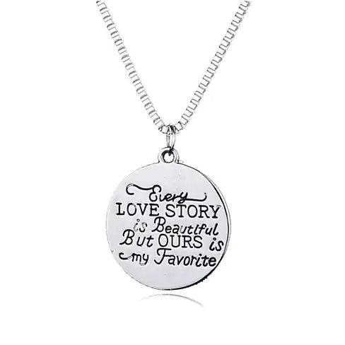 Valentine Love Quote Pendant and Chain Necklace