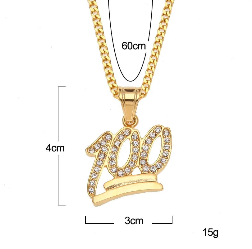 Gold Finish Emoji 100 Logo Pendant Necklace - Stylish & Trendy Jewelry