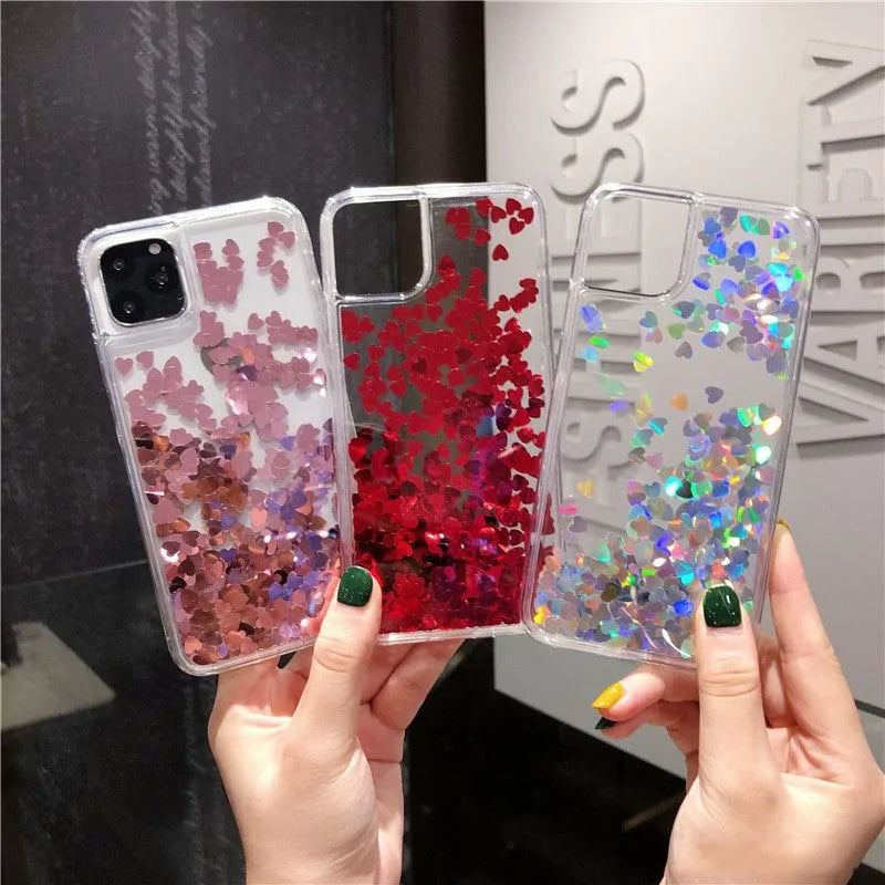 iPhone Glitter Love Heart Sequins Phone Case