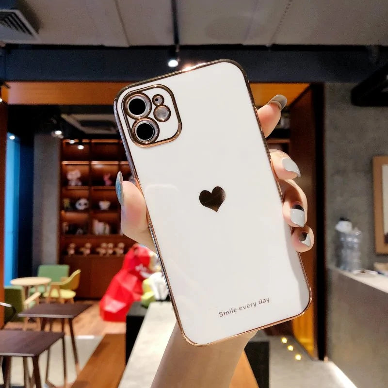 iPhone Love Heart Electroplated Phone Case