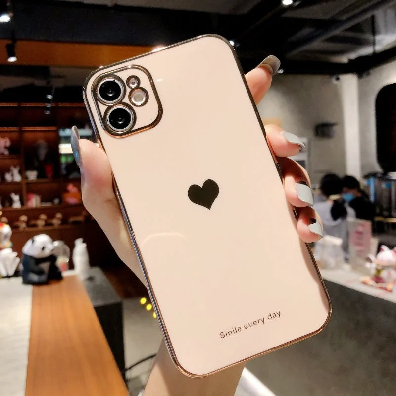 iPhone Love Heart Electroplated Phone Case