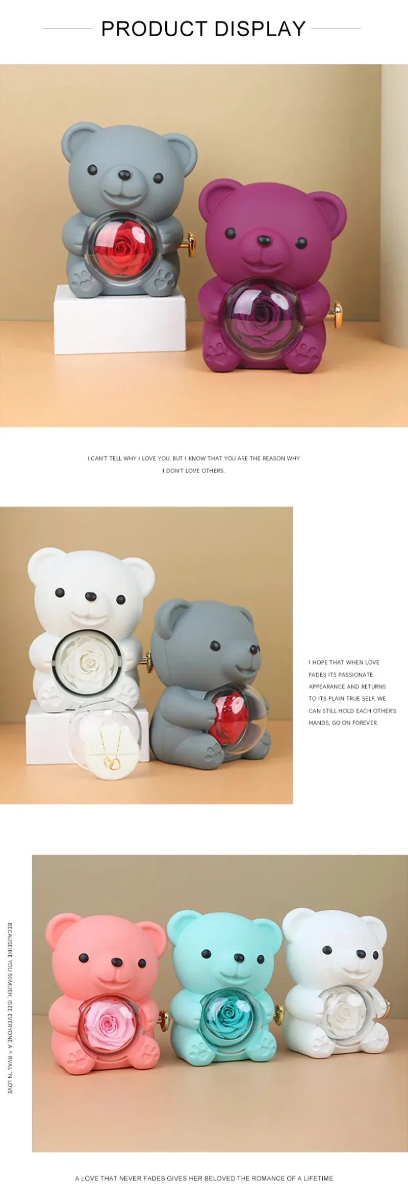 Forever Red Rose - Cute Teddy Bear Box