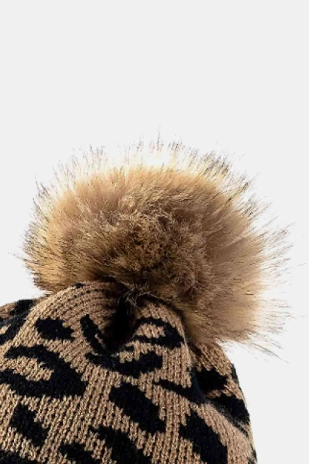 Leopard Print Pom-Pom Beanie Women's Winter Hat