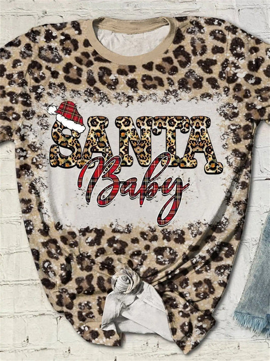 Santa Love Printed Patterns T-Shirt