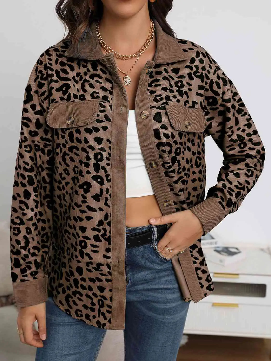 Leopard Buttoned Outfit Women's Jacket