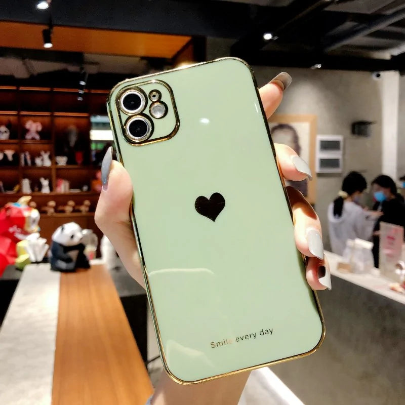 iPhone Love Heart Electroplated Phone Case