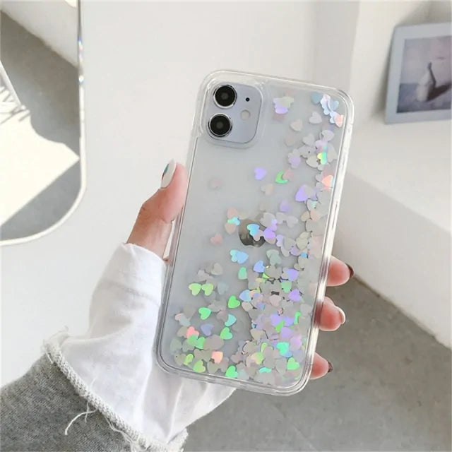 iPhone Glitter Love Heart Sequins Phone Case