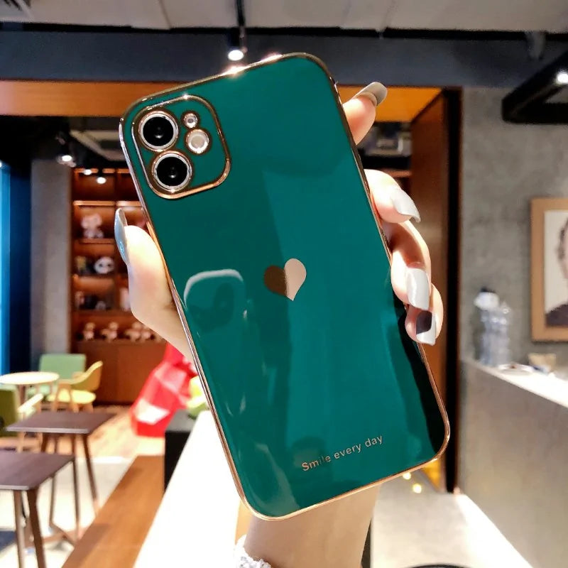 iPhone Love Heart Electroplated Phone Case