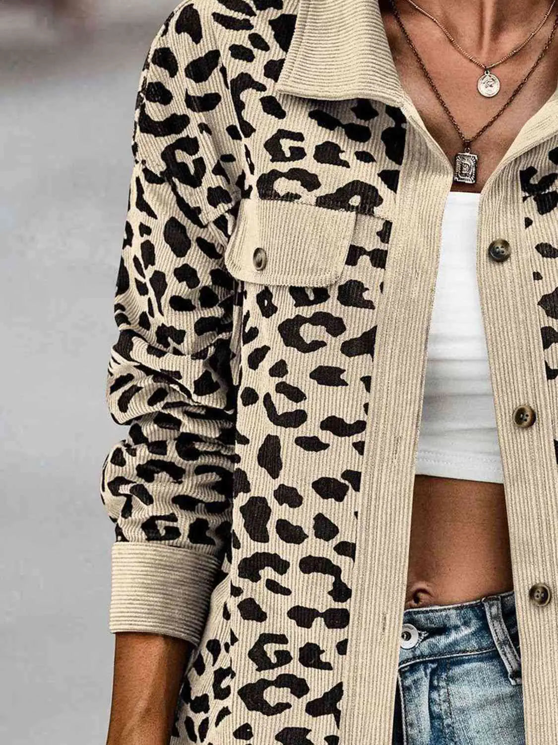 Leopard Buttoned Outfit Women's Jacket