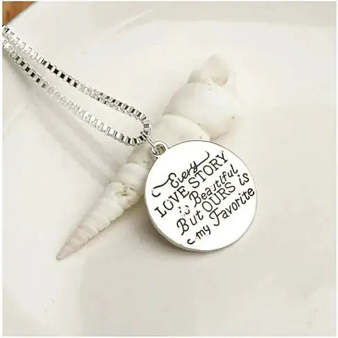 Valentine Love Quote Pendant and Chain Necklace