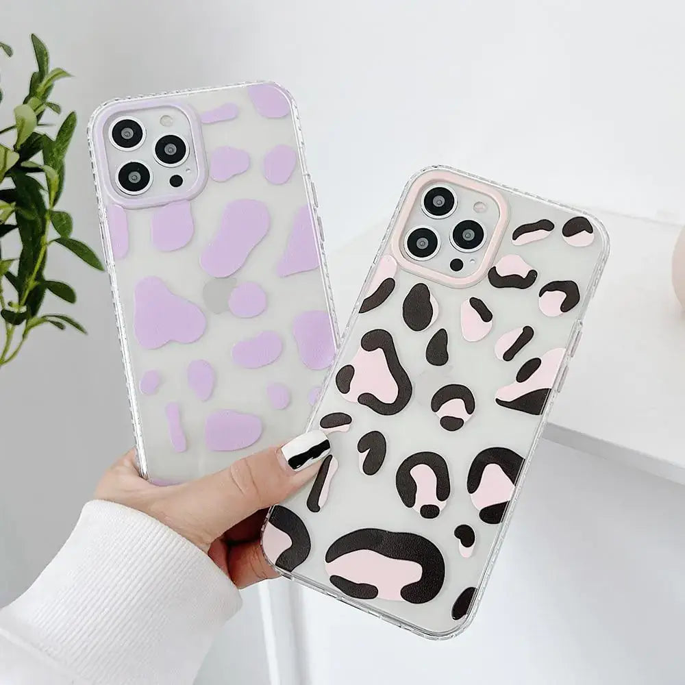 iPhone Vintage Leopard Print Transparent Case