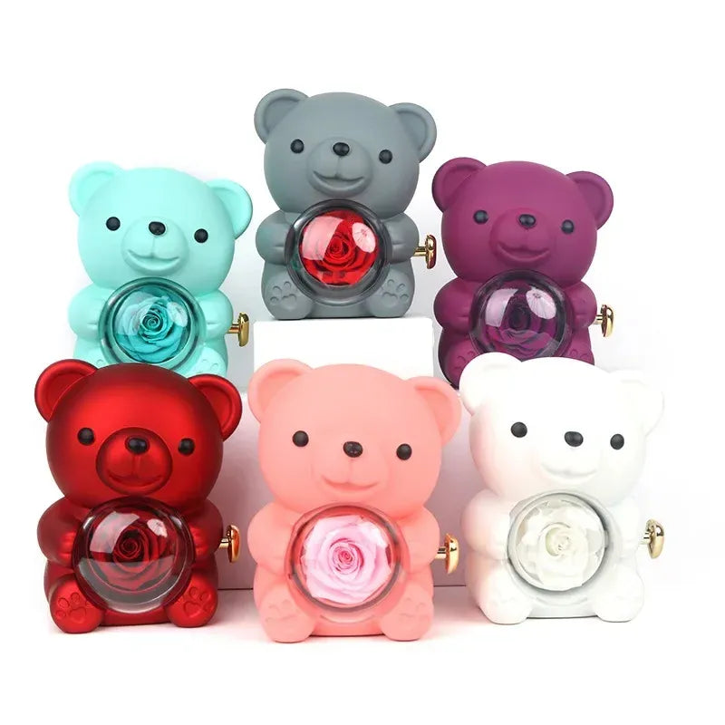 Forever Red Rose - Cute Teddy Bear Box