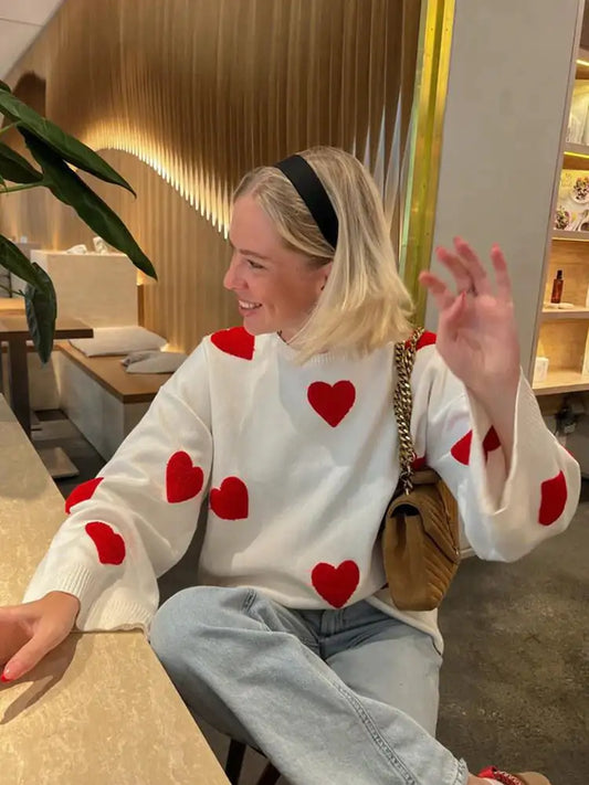 Love in Stitches - Red Heart Embroidered Sweater